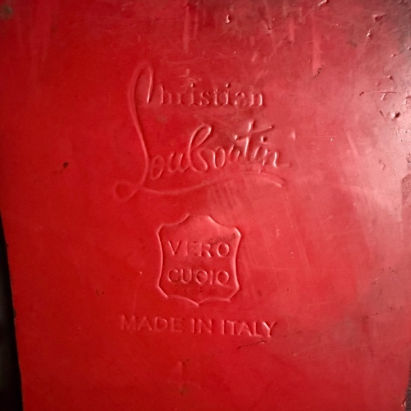 Men’s Christian Louboutin Burgundy Leather Spike Loafers 11 - Picture 8 of 10